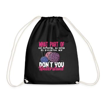 Drôle de tricot à l’aiguille à tricoter cadeau - Sac de sport léger - noir - Devant