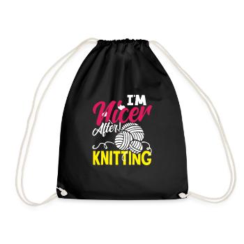 Drôle de tricot à l’aiguille à tricoter cadeau - Sac de sport léger - noir - Devant