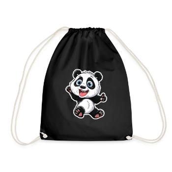 Exuberant Panda Buddy Sticker - Drawstring Bag - black - Front