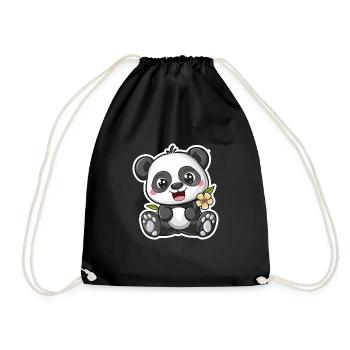 Exuberant Panda Buddy Sticker - Drawstring Bag - black - Front