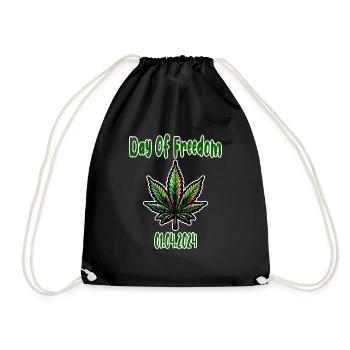 Hanf, Cannabis, Gras, Babak, Bobaz - Turnbeutel - Schwarz - Vorne