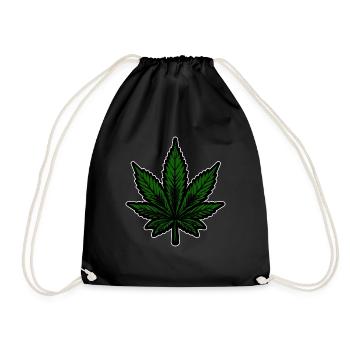 Hanf, Cannabis, Gras, Babak, Bobaz, Cannabisblatt - Turnbeutel - Schwarz - Vorne