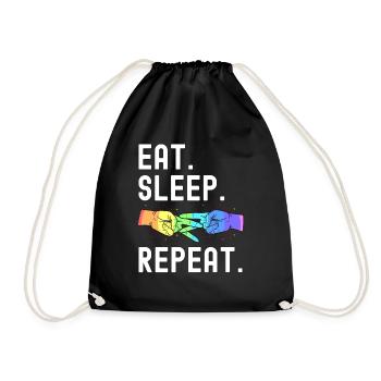 Eat Sleep Love Repeat Lesbian Pride Funny - Drawstring Bag - black - Front