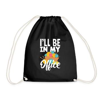Funny Knitting Knitting Needle Gift - Drawstring Bag - black - Front