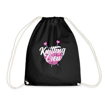 Funny Knitting Knitting Needle Gift - Drawstring Bag - black - Front