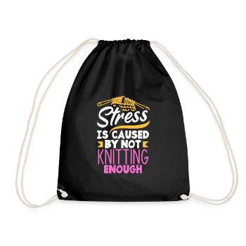 Funny Knitting Knitting Needle Gift - Drawstring Bag - black - Front