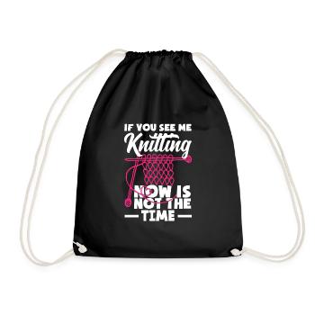 Funny Knitting Knitting Needle Gift - Drawstring Bag - black - Front