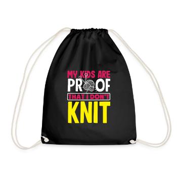 Funny Knitting Knitting Needle Gift - Drawstring Bag - black - Front