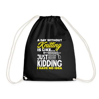 Drôle de tricot à l’aiguille à tricoter cadeau - Sac de sport léger - noir - Devant
