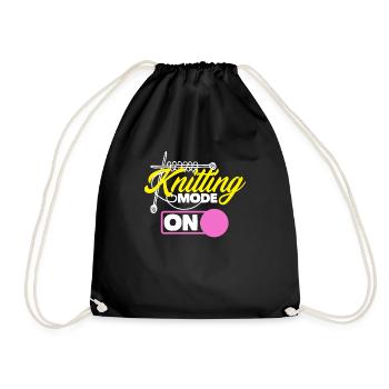 Funny Knitting Knitting Needle Gift - Drawstring Bag - black - Front