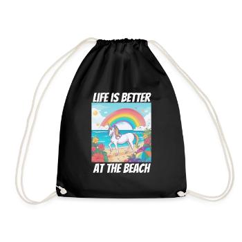La vie est plus belle à la plage Licorne - Sac de sport léger - noir - Devant