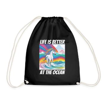 La vie est meilleure à la licorne de l’océan - Sac de sport léger - noir - Devant