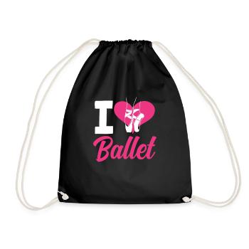 Süßes Ballerina Ballettänzerin Geschenk - Turnbeutel - Schwarz - Vorne