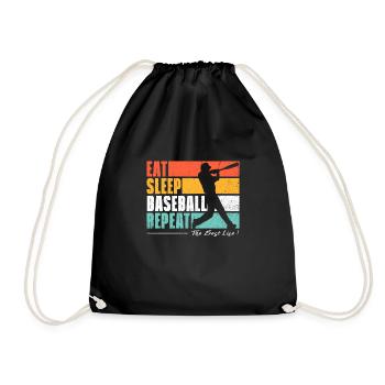 Eat Sleep Baseball Wiederholung. US-Sportfans - Turnbeutel - Schwarz - Vorne