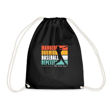 Essen, schlafen, Baseball, wiederholen. US-Sportfans - Turnbeutel - Schwarz - Vorne