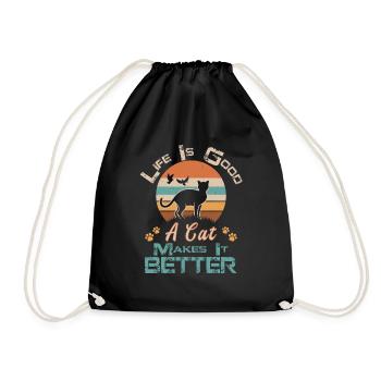 Vintage Black Cat Life Is Good A Cat Makes It Bett - Sac de sport léger - noir - Devant