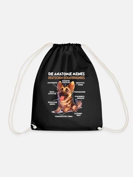 Deutscher Schäferhund Hundehalter T Anatomie Gassi - Turnbeutel - Schwarz