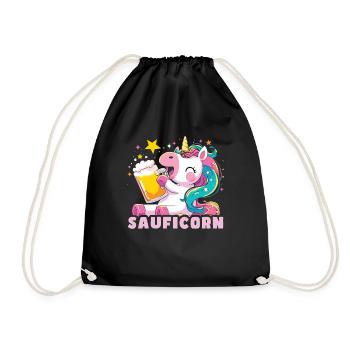Beer Beer Lover Unicorn Sauficorn - Drawstring Bag - black - Front