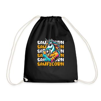 Beer Beer Lover Unicorn Sauficorn - Drawstring Bag - black - Front