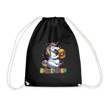 Burger, Hamburger, Licorne, Burgercorn - Sac de sport léger - noir - Devant