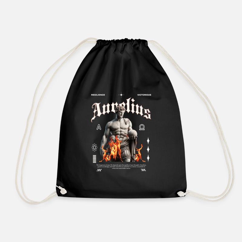 Marcus Aurelius Stoische Streetwear - Turnbeutel - Schwarz