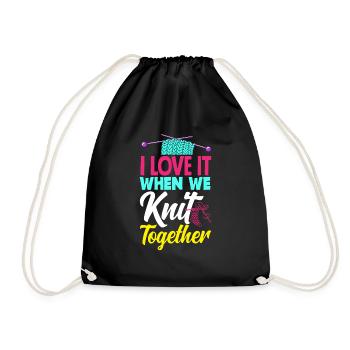 Funny Knitting Knitting Needle Gift - Drawstring Bag - black - Front