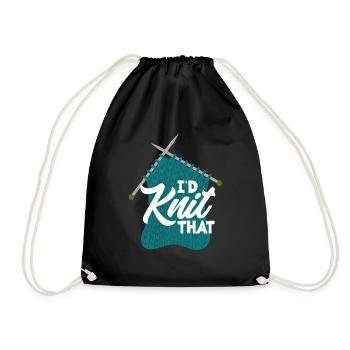 Funny Knitting Knitting Needle Gift - Drawstring Bag - black - Front