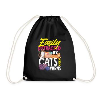 Funny Knitting Knitting Needle Gift - Drawstring Bag - black - Front