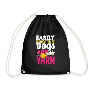 Funny Knitting Knitting Needle Gift - Drawstring Bag - black - Front