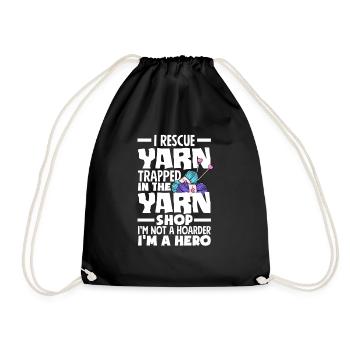 Funny Knitting Knitting Needle Gift - Drawstring Bag - black - Front