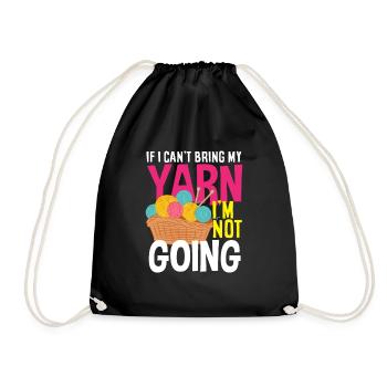 Funny Knitting Knitting Needle Gift - Drawstring Bag - black - Front