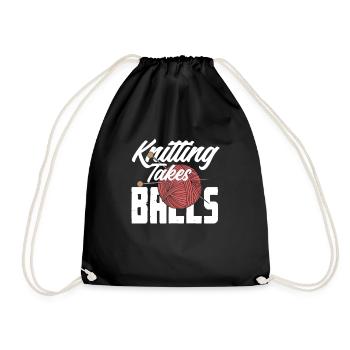 Funny Knitting Knitting Needle Gift - Drawstring Bag - black - Front
