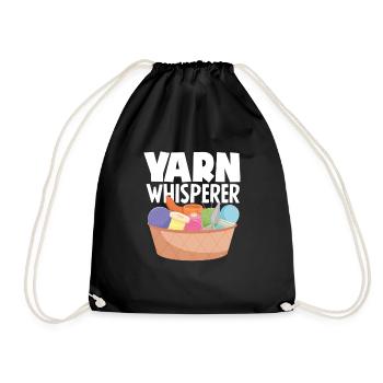 Funny Knitting Knitting Needle Gift - Drawstring Bag - black - Front