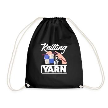 Funny Knitting Knitting Needle Gift - Drawstring Bag - black - Front