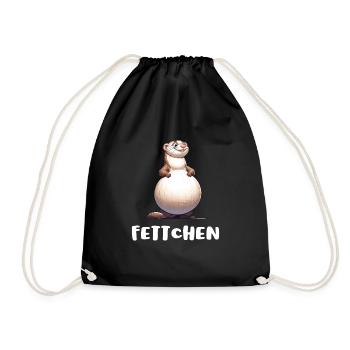 Frettchen - Fettchen mit dicken Bauch Lustig - Turnbeutel - Schwarz - Vorne