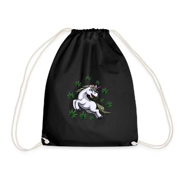 Licorne sous la pluie de feuilles de chanvre - Sac de sport léger - noir - Devant