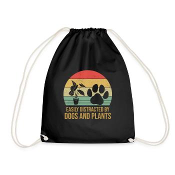 Plants, Dog Lover, Garden Gardener, Gardener - Drawstring Bag - black - Front