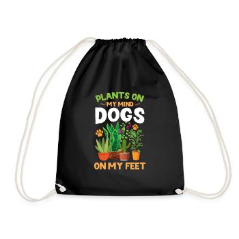 Plants, Dog Lover, Garden Gardener, Gardener - Drawstring Bag - black - Front