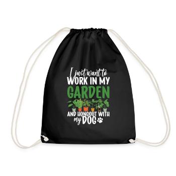 Plants, Dog Lover, Garden Gardener, Gardener - Drawstring Bag - black - Front