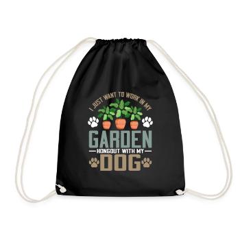 Plants, Dog Lover, Garden Gardener, Gardener - Drawstring Bag - black - Front