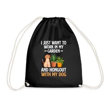 Plants, Dog Lover, Garden Gardener, Gardener - Drawstring Bag - black - Front