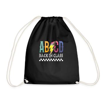 Enrollment ABCD Back In Class First Day of School - Drawstring Bag - black - Front