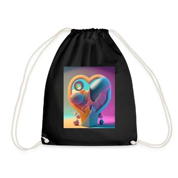 Heart Carved in Stone: Abstract Explosion of Color - Drawstring Bag - black - Front