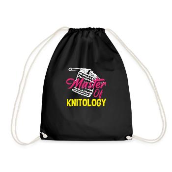 Funny Knitting Knitting Needle Gift - Drawstring Bag - black - Front