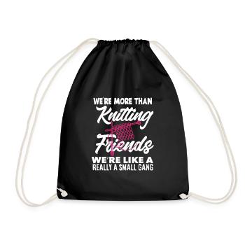 Funny Knitting Knitting Needle Gift - Drawstring Bag - black - Front