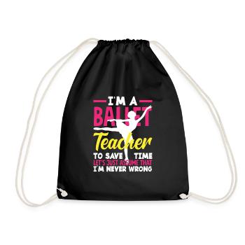 Süßes Ballerina Ballettänzerin Geschenk - Turnbeutel - Schwarz - Vorne