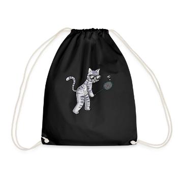 Lustige Badminton-katze - Turnbeutel - Schwarz - Vorne
