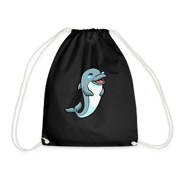 Dolphin Emoticon - Drawstring Bag - black - Front