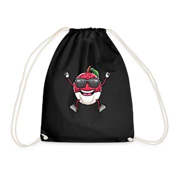 Tanzende Litschi Mit Sonnenbrille Litschis - Turnbeutel - Schwarz - Vorne