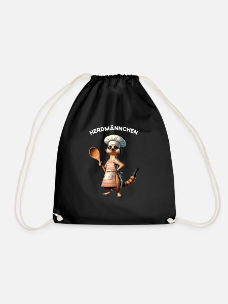 Erdmännchen - Herdmännchen kochen Hobbykoch Koch - Turnbeutel - Schwarz
